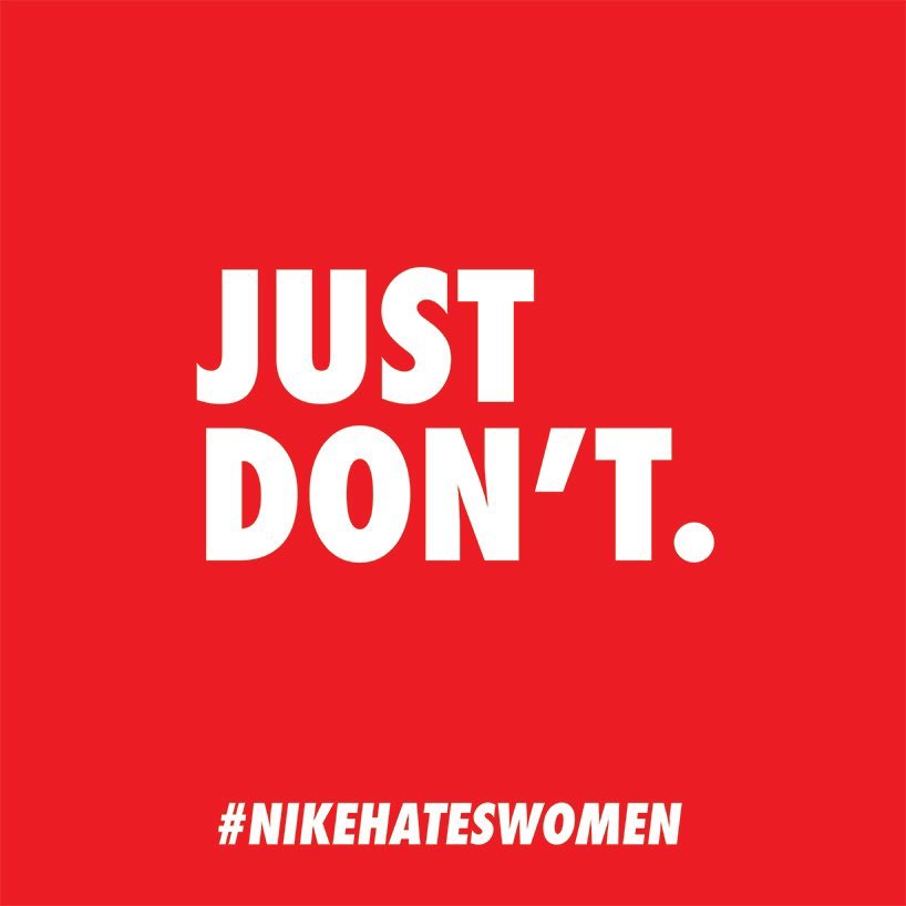 Reality_Chick69's tweet photo. Haven't bought Nike in decades due to their mfg. sweatshops using child labor abroad. 

I'm hoping this really hurts the big companies going along with #womanface. #TransWomenAreConMen #nikehateswomen #justdoit https://t.co/c28BOo9Ib3