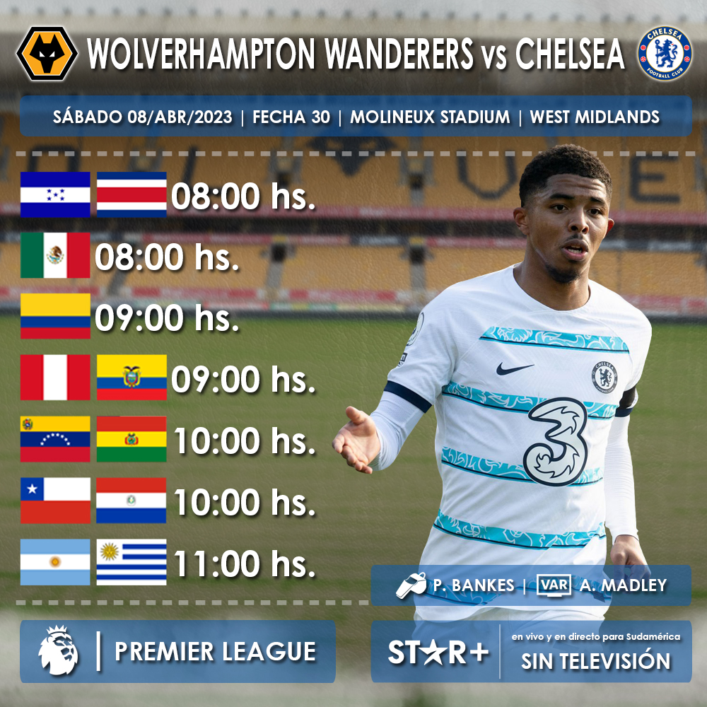 CFCAlbiceleste's tweet image. WOLVERHAMPTON WANDERERS vs CHELSEA
#PremierLeague #Fecha30 #ESPNenStarPlus