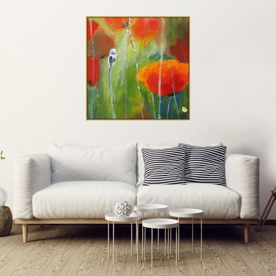 Colorful Living Room Art, Flower Wall Art, Large etsy.me/3Ul2lpT #canvasart #artpicture #livingroomart #flowerwallart #naturewallart @etsymktgtool
