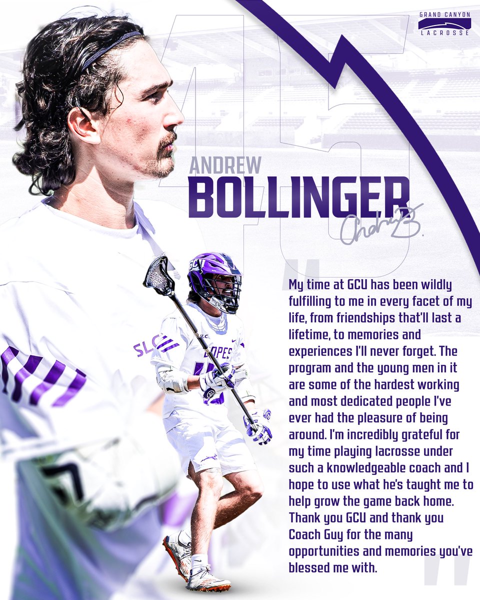 GCUlacrosse's tweet photo. Next up for our senior spotlight we have defenseman, Andrew Bollinger!
#GCUBuilt // #LopesUp https://t.co/PhLzb7XmHy