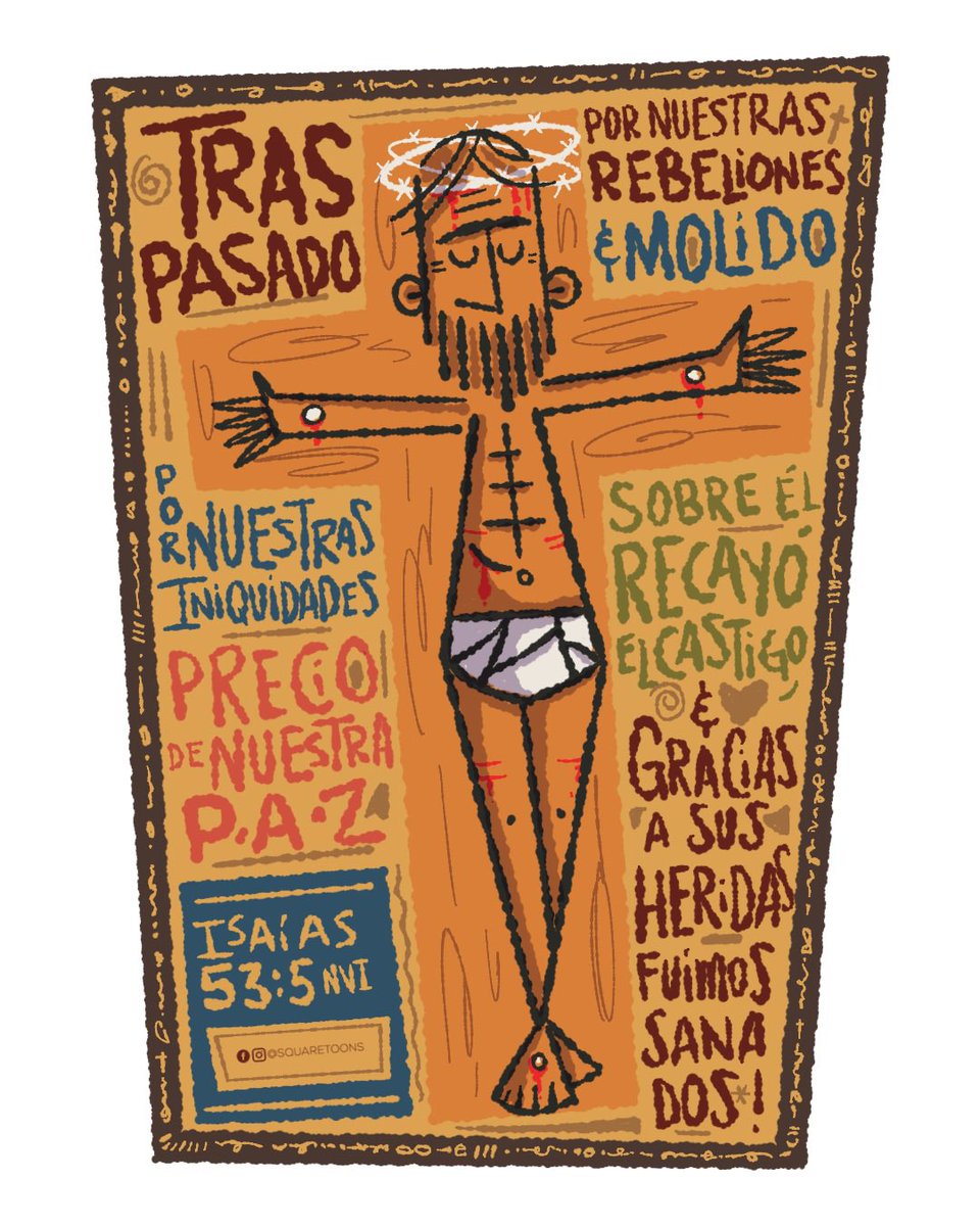 PastorEma's tweet photo. Él fue traspasado por nuestras rebeliones, y molido por nuestras iniquidades; sobre él recayó el castigo, precio de nuestra paz, y gracias a sus heridas fuimos sanados. (Isaías 53:5 NVI) https://t.co/OpvRZZP4FK