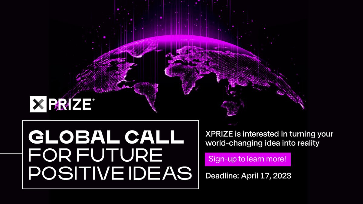 Who's ready to make an impact? The deadline to submit your idea for what the next XPRIZE competition should be is only days away! Fill out the preliminary form for the Call for Future-Positive Ideas here to learn more. bit.ly/3SYTV7j #futurepositive