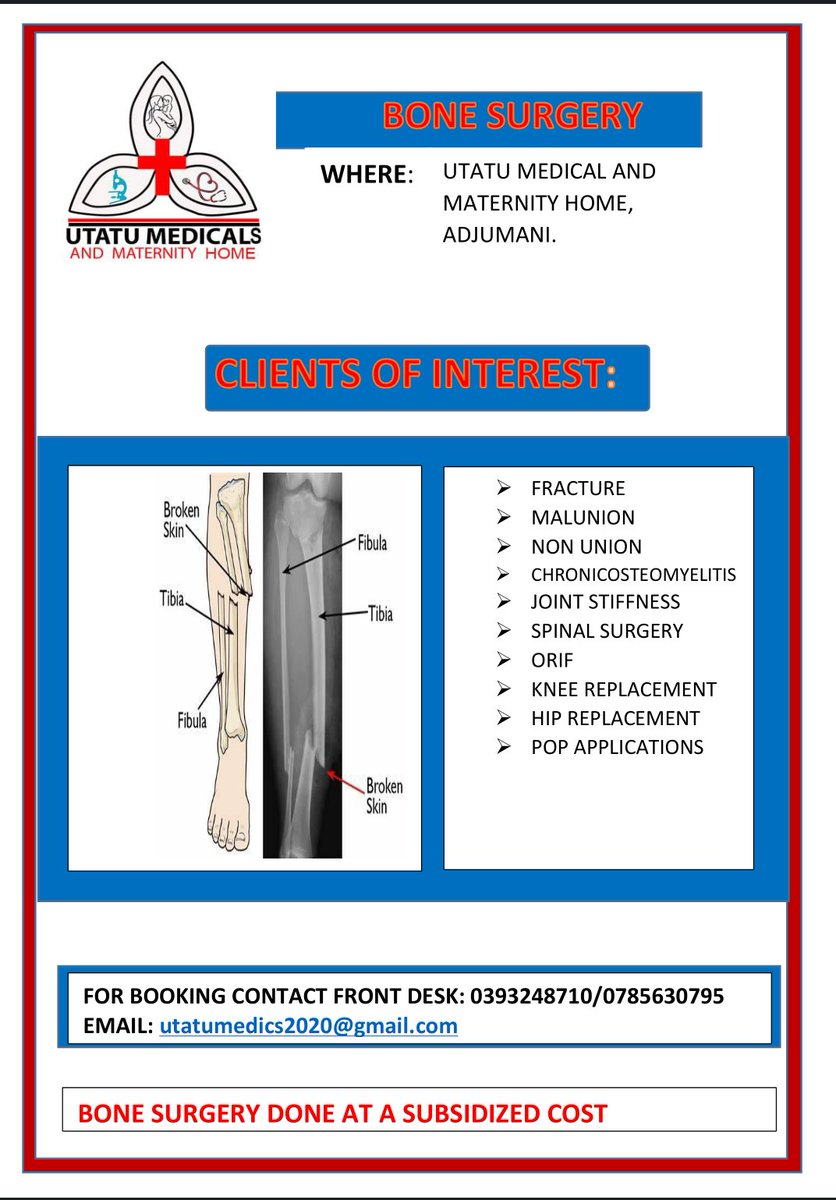 Dr_Akule's tweet photo. Utatu Orthopedics weekend is on 15th to 16 April 2023. #brokenbonesrepair 
@akubuspharmacy @UtatuHospital @adjumani_dlg @ANYAMA_THE_21ST https://t.co/2ISDKIykaC