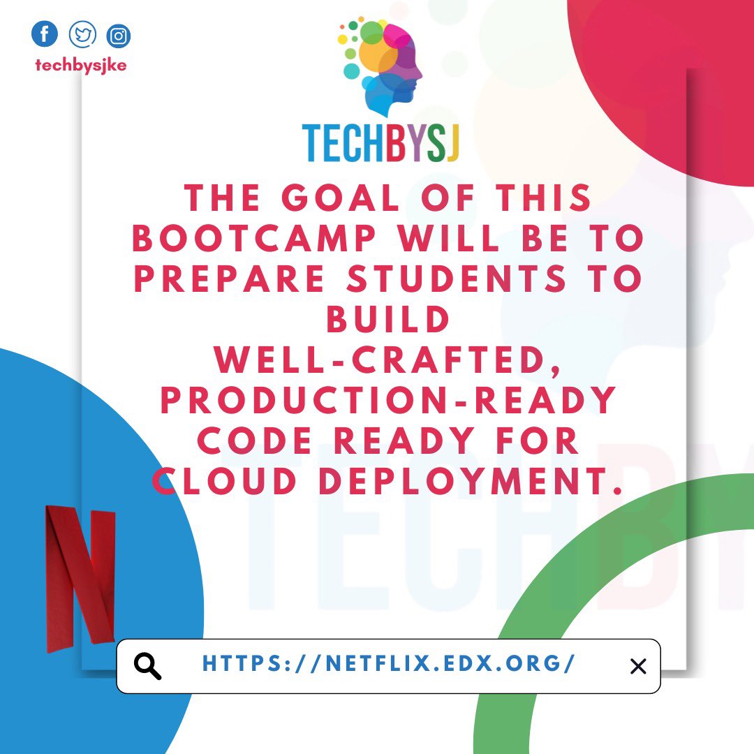 techbysj's tweet photo. Announcing to all Techiz Free bootcamp + Work Opportunity by Netflix 
Link-https://t.co/PeOkH5cNDz https://t.co/LF8n6QOUzL