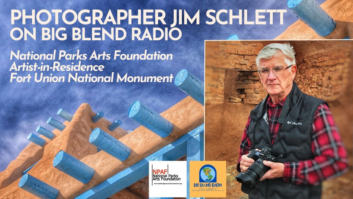 BigBlendMag's tweet photo. On #BigBlendRadio now, photographer Jim Schlett talks about his @NatlParksArts artist residency experience at Fort Union National Monument in Northern New Mexico. Listen now/later: https://t.co/SWCWSLoVEh #artistresidence #photographer #newmexicotrue https://t.co/X3dJNcMpWn