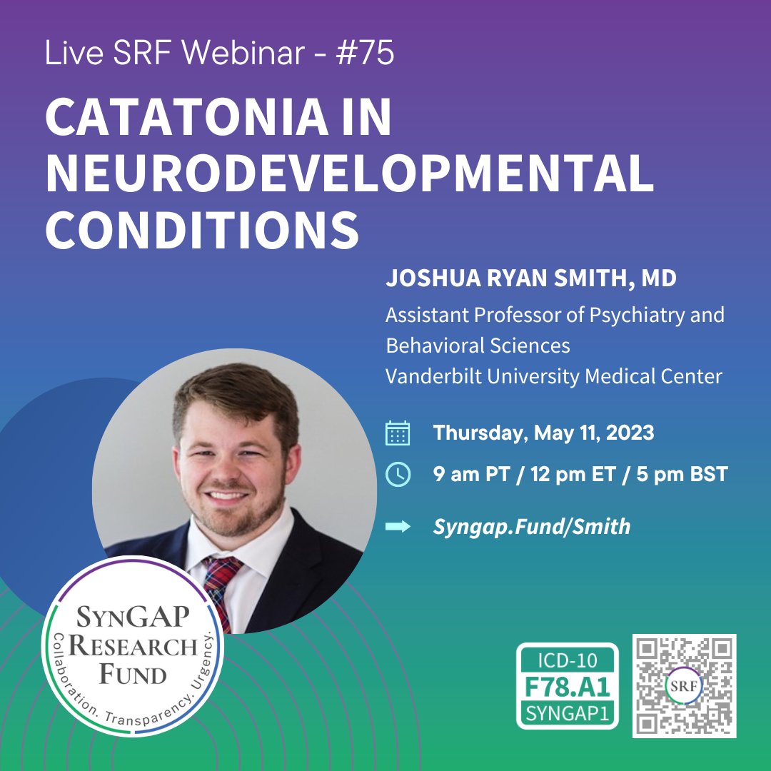 PatientWorthy's tweet image. Our friends @cureSYNGAP1 are hosting a webinar on May 11, 2023, titled 'Catatonia in Neurodevelopmental Disorders.' You can sign up for this program here: syngap.fund/Smith

#SYNGAP1 #SYNGAP1Syndrome