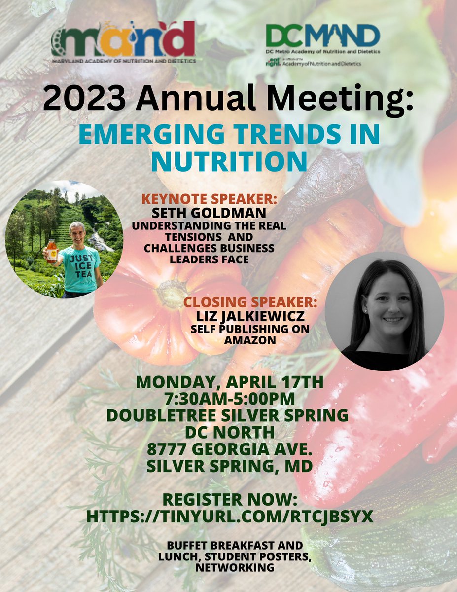 Register today for this year's Joint Annual Meeting with MAND! Visit eatrightdc.org/annualmeeting/ to learn more about this year's agenda, speakers and to register.