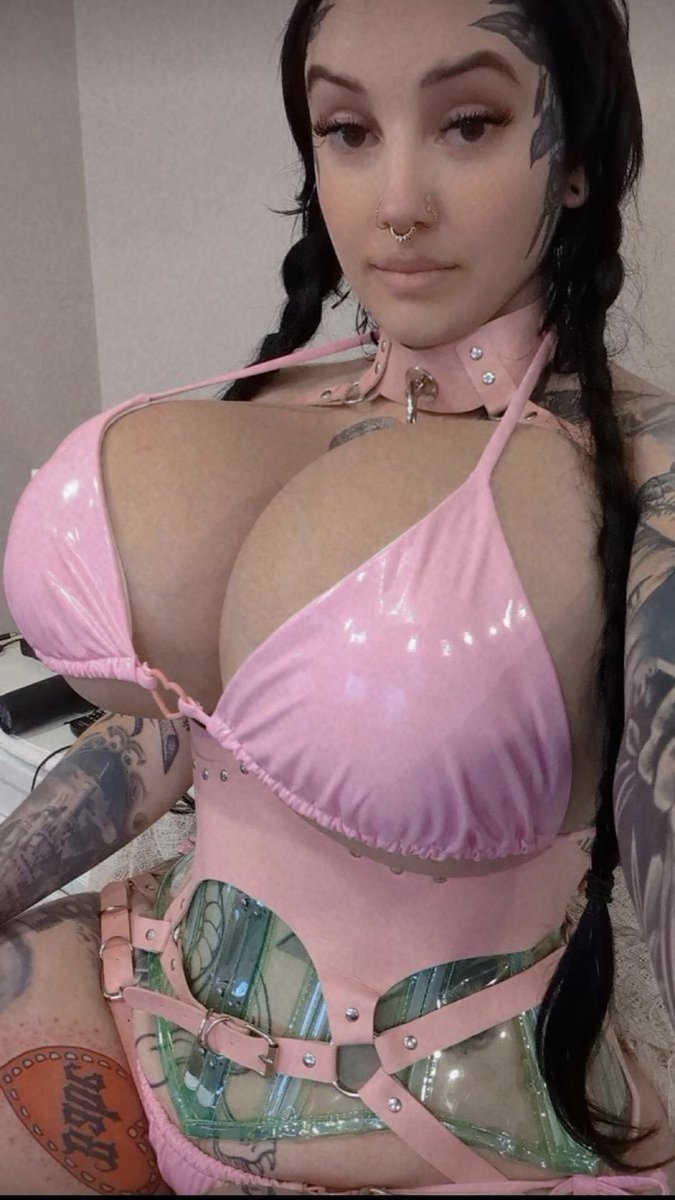 Sexy pink latex bikini on LotteOddities.