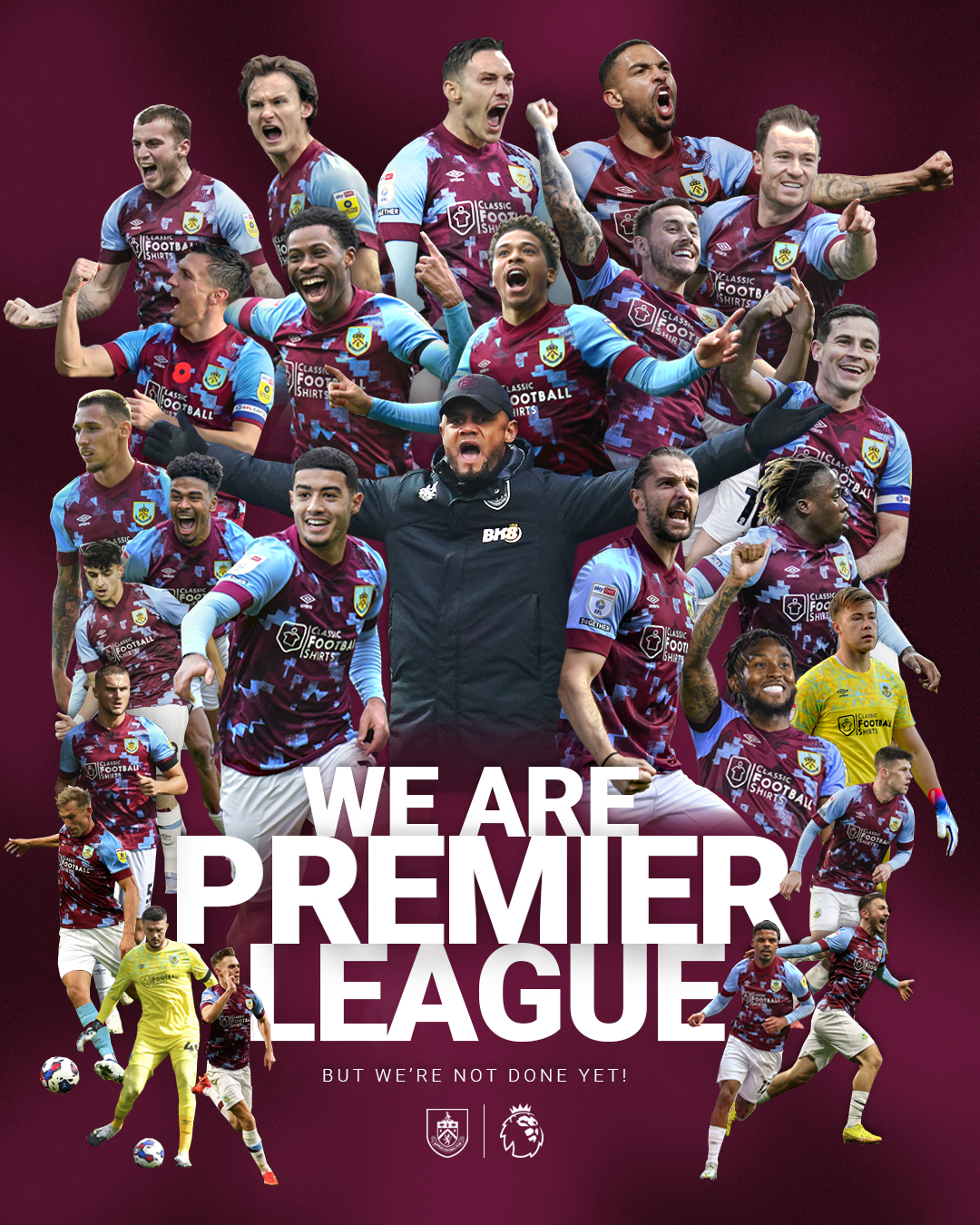 All of the players celebrating with the words 'WE ARE PREMIER LEAGUE'.