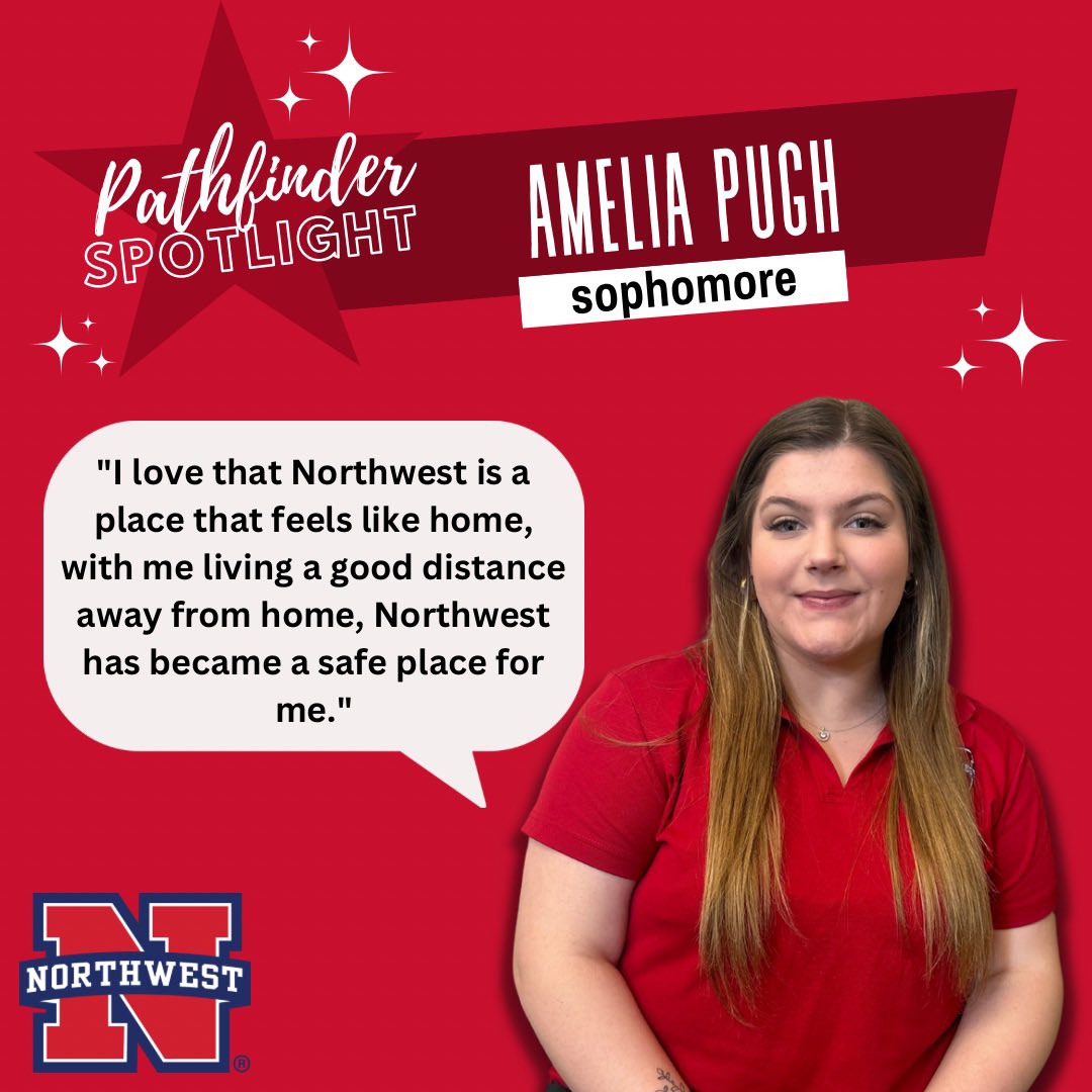 NWCCRecruiting's tweet photo. Pathfinders are student recruiters at Northwest and they help prospective students find their path! 🗺️ Meet our Pathfinder Amelia Pugh! If you see her on campus say Hello! 🤠 #CCMonth #GoRangers ❤️💙 https://t.co/WukJ7HSorb