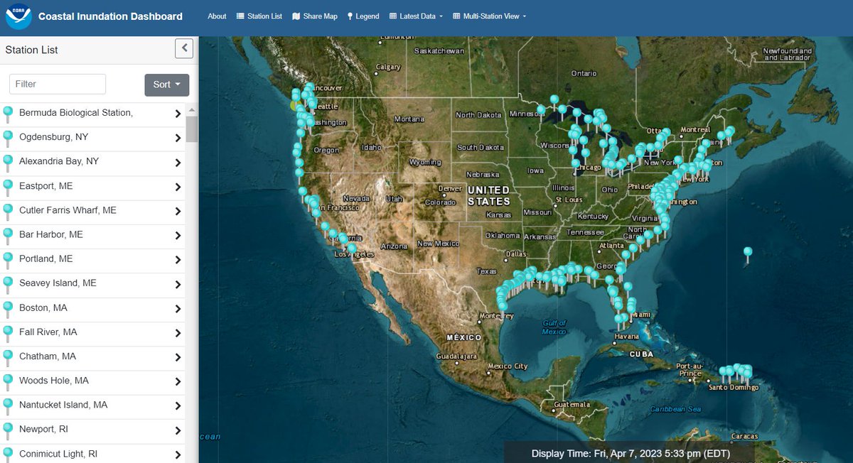 NOAAClimate's tweet photo. The coastal inundation dashboard from @noaaocean brings water level data—including real-time, forecasts, storm surge, and historic flooding information—from over 200 coastal stations to your desktop. #ClimateTools
https://t.co/lHleXHl7Zg https://t.co/iLbawv3cNh