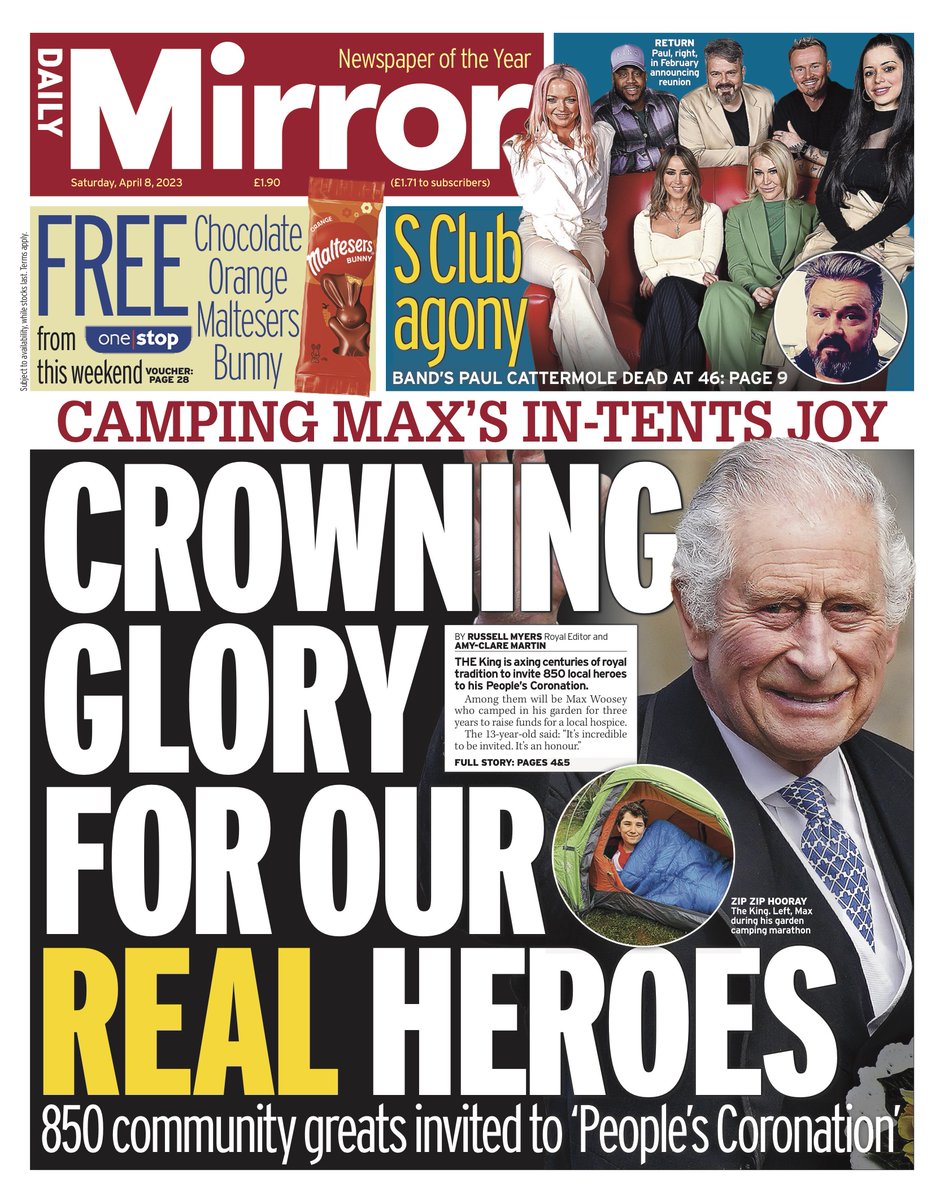 The Mirror on Twitter "Saturday's front page Crowning glory for our