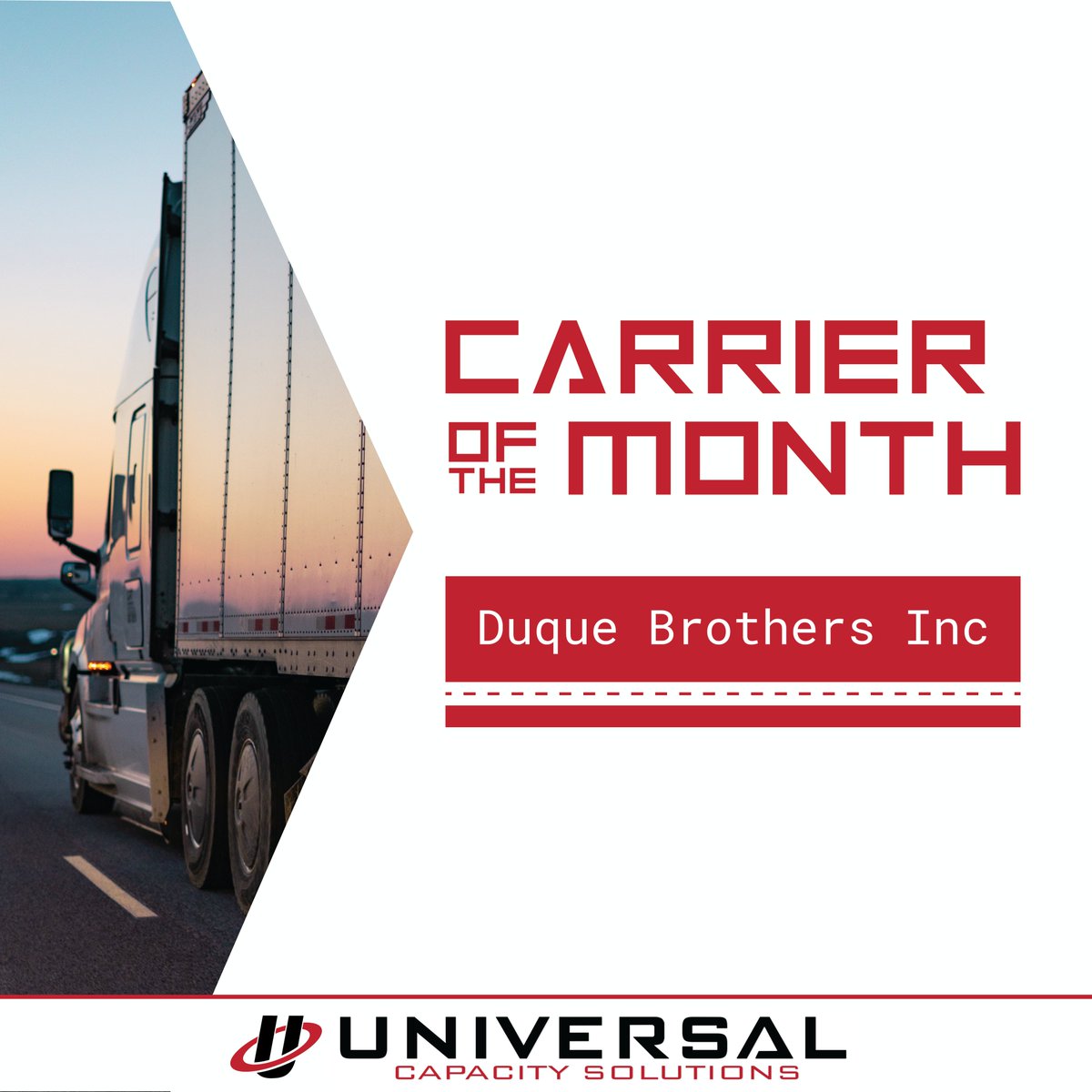 createcapacity's tweet photo. Our Carrier of the Month Award for March goes to Duque Brothers Inc! Karen and Stewart do an amazing job providing service for our customers. They are a true example of a carrier we strive to partner with. #transportation #thankyou #freight #award #3pl #partnership #logistics #tn https://t.co/kM3SOhzBKd