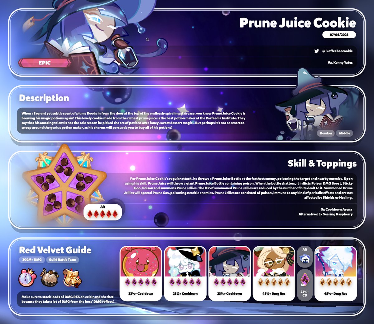 (Kingdom) Prune Juice Cookie's Guide 🧃 #cookierun #cookierunkingdom

For Specific timing and more details about the Guild Battle team please watch mod <a href="/Cherryubi/">yubi! 🎢</a>'s Video: youtu.be/4PxLUfm5_GM 👈