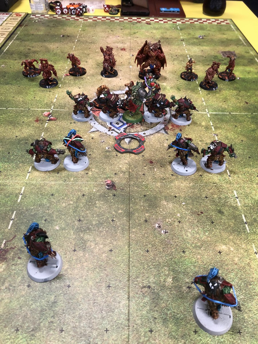 Great game of #Bloodbowl yesterday in the <a href="/LeicesterBBL/">LBBL</a> Managed to not die against a massive Khorne Team with a Blodging Blood Spawn!!!