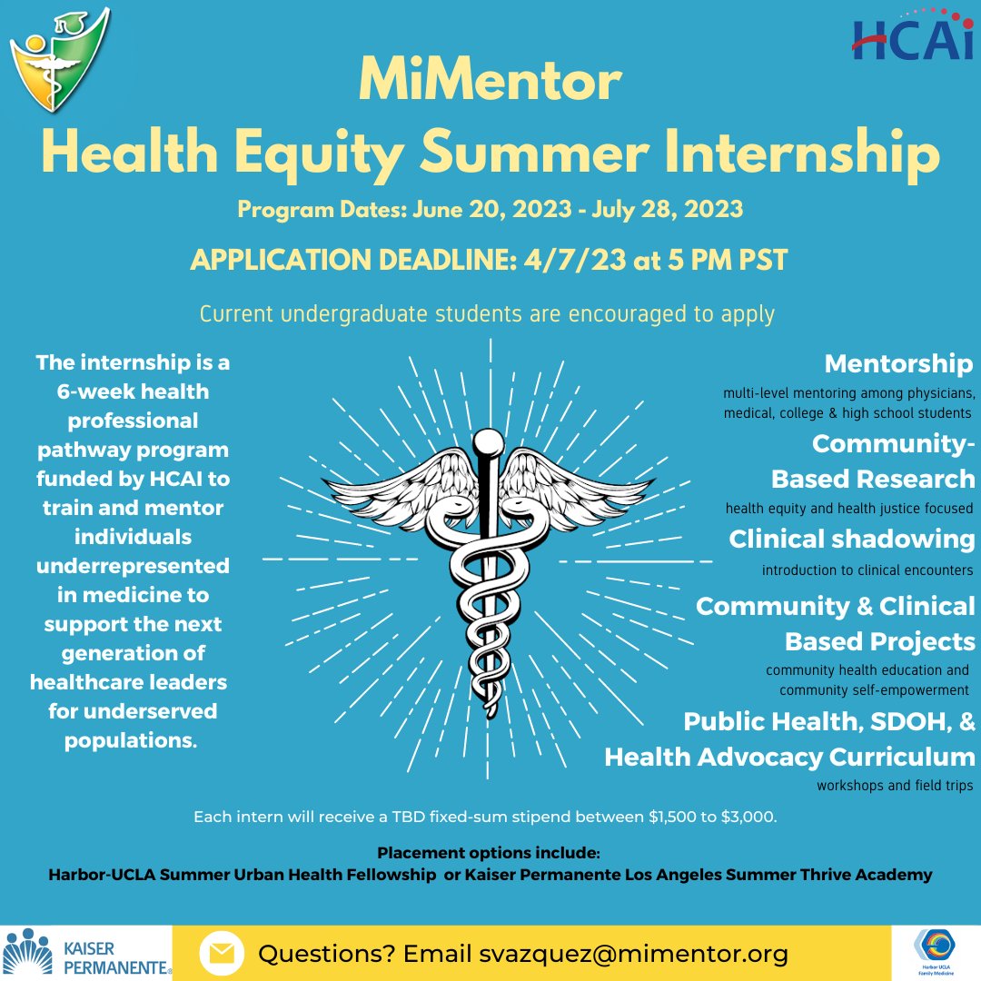 Today is the day, familia! Get your applications in for our Health Equity Summer Internship by 11:59 PM PST! Apply at tinyurl.com/MiMentorInterns