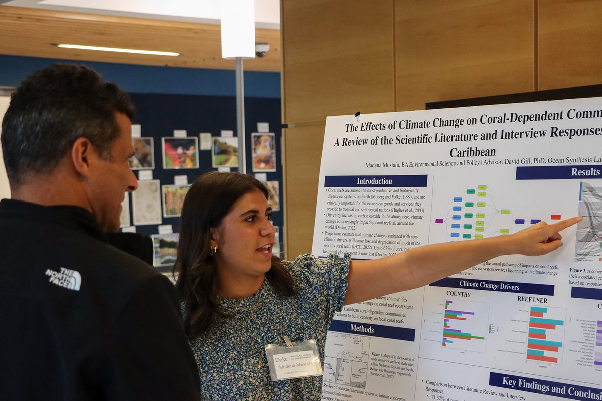 DukeEnvironment's tweet photo. Undergraduate seniors defended their Graduation with Distinction theses and presented their research posters, as well as Sustainability Engagement Certificate online portfolios, in Grainger Hall. #WeAreDukeEnvironment https://t.co/upmB4WIIyV