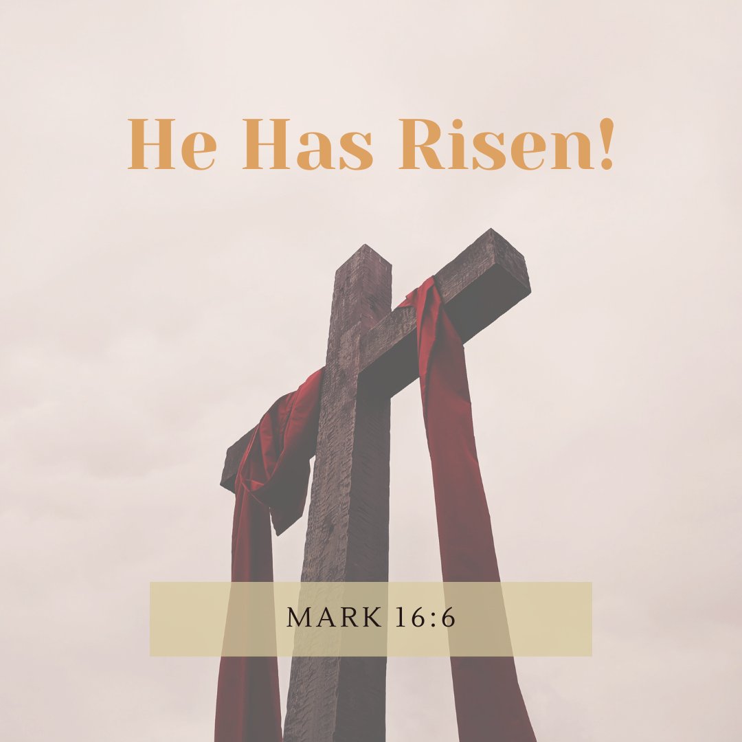 gbcob's tweet photo. "And he said to them, 'Do not be amazed; you are looking for Jesus the Nazarene, who has been crucified. He has risen; He is not here; behold, the place where they laid Him.'"
Mark 16:6 (LSB)
#ResurrectionMorning #EasterSunday https://t.co/8ueECXy1PD