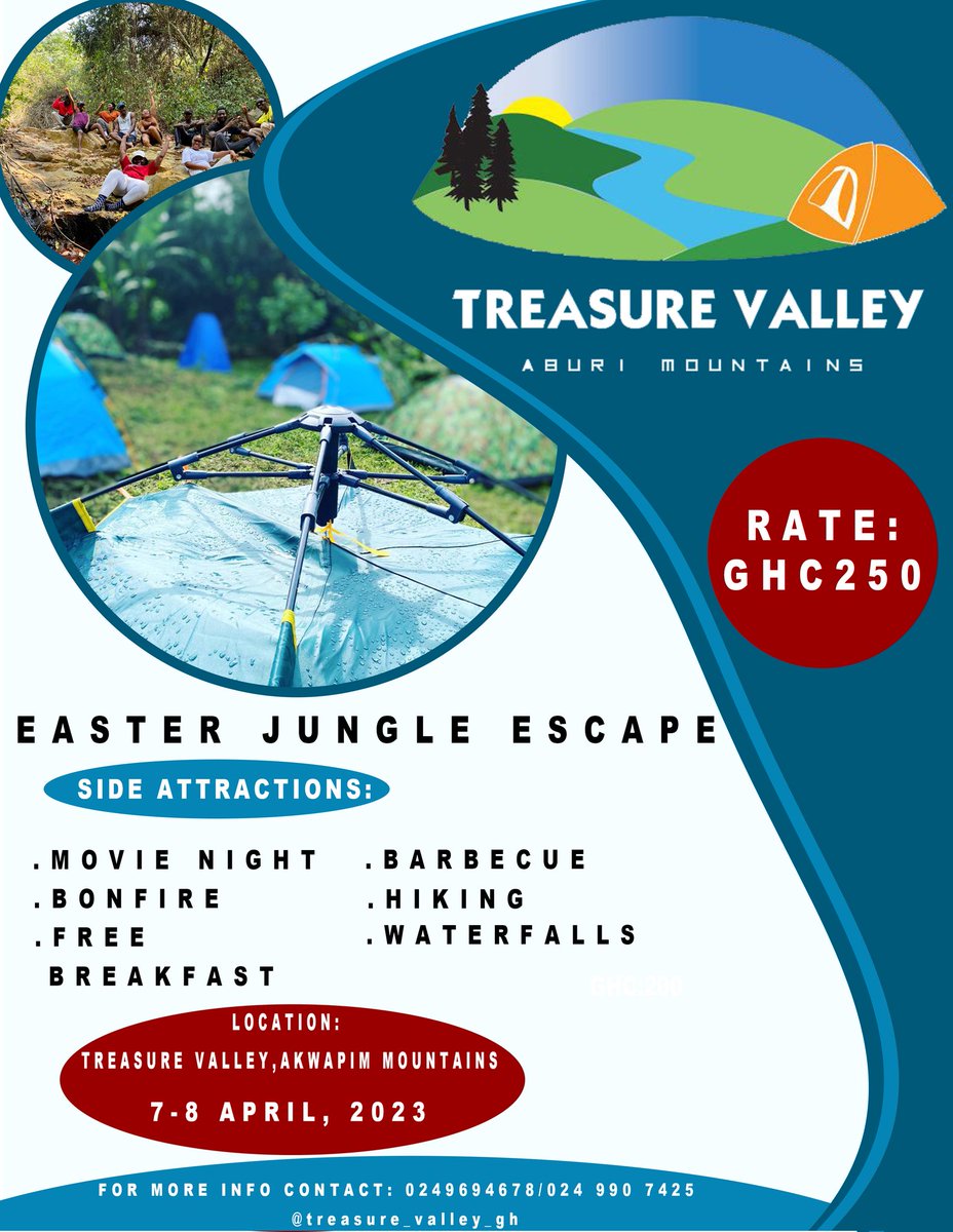 blakkpeppernews's tweet image. Chill, relax and unwind. Rejuvenate and sight-see for a cool rate. See Ya! #blakkpeppertins #treasurevalley #EasterWeekend #Easter2023 #EasterHolidays @MystiqMike #aburi #akwapim #tent