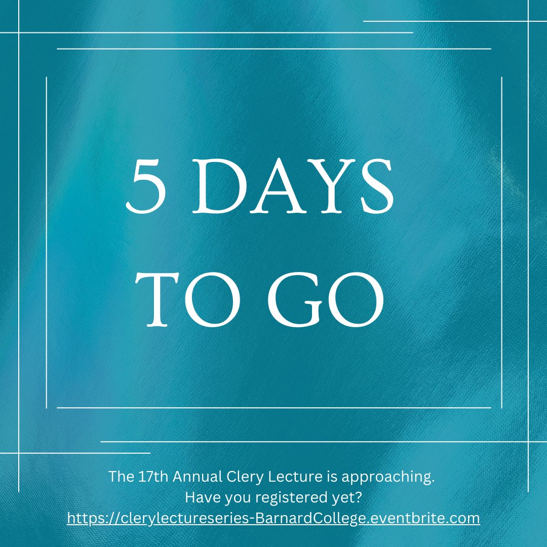 BeingBarnard's tweet photo. Just 5 days to go until the 17th Annual Clery Lecture Series!! We are so excited for everyone to come to our event and listen to a great conversation with our three panelists, who come from different backgrounds in terms of violence prevention and response work. 

RSVP now throug https://t.co/5LXD9NzxhU