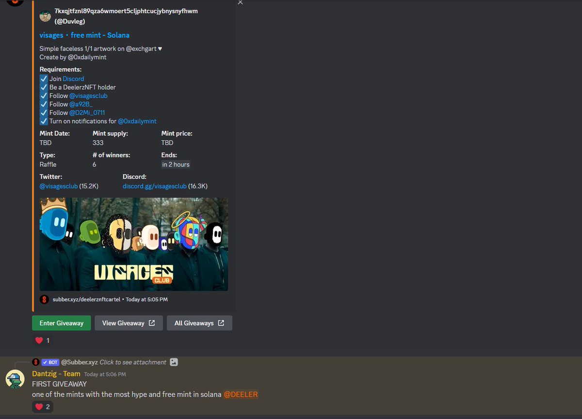 The wl giveways are back join our discord discord.gg/XgNxcK3kz6 If you are a holder and you do not want to miss out on the giveaways that we will do, few people enter with a great chance of being chosen.
#NFTS #Deelerznft #solnfts