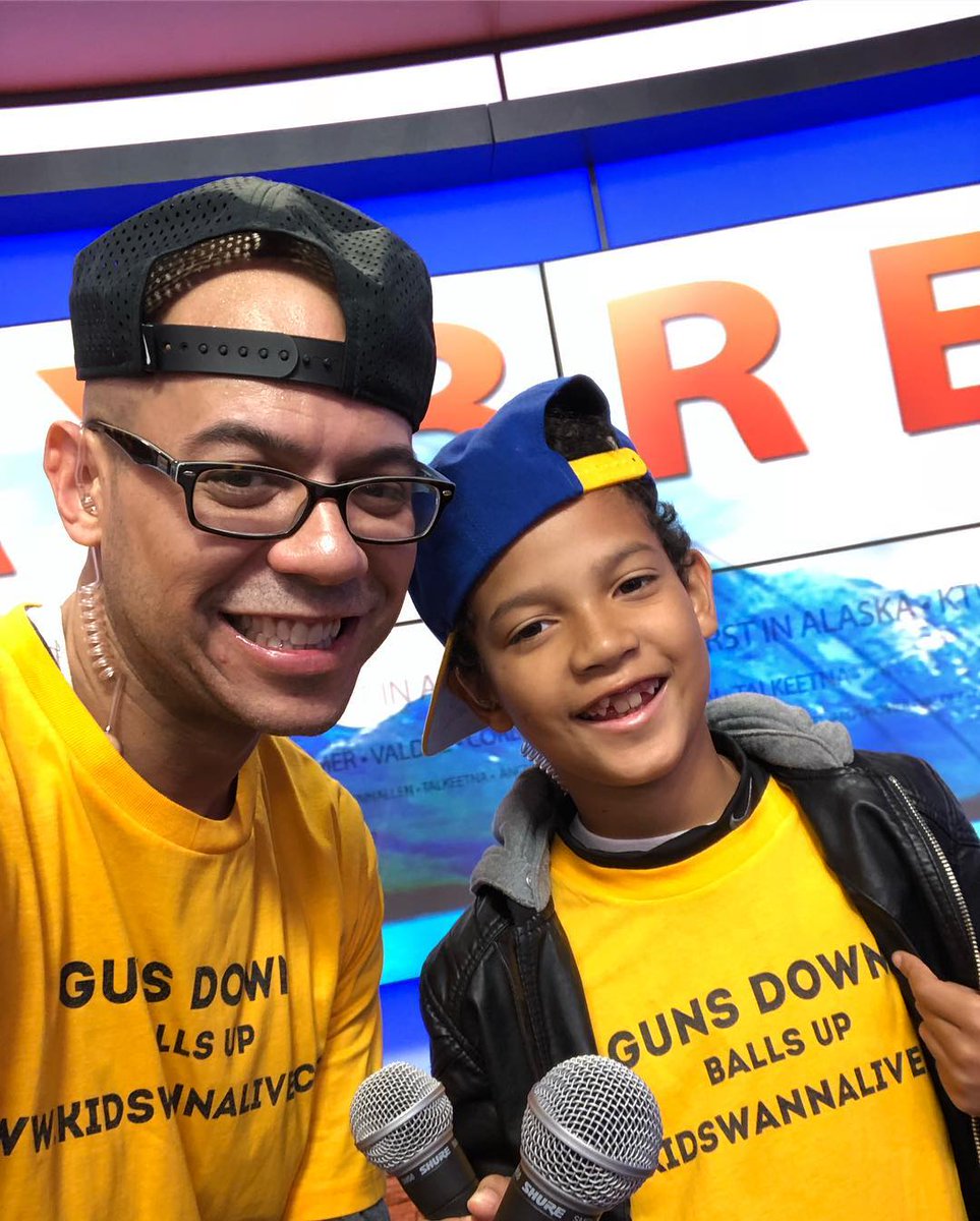 holageorge's tweet photo. Another wonderful Hip-Hop public safety inspired flashback moment with my baby boy on Alaska morning TV. He's much taller now! #kidswannalive #intergenerationalpower https://t.co/U84nQwrmyR