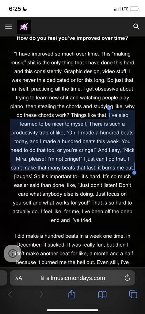 1bugcity's tweet photo. i was blessed to be interviewed by @xoxoarctic for @AllMusicMondays and this is the most important thing i said 

be nice to urself! 🤍🤍

read the whole thing here: https://t.co/kdfYOJL4qz https://t.co/gbn11FHfzL