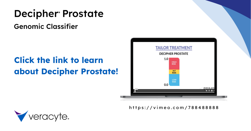Decipher_VCYT's tweet photo. ICYMI: Decipher Prostate helps provide clarity and confidence to #ProstateCancer treatment planning. This video from PRIMR helps explain @Veracyte's Decipher Prostate test to patients, including how it can help physicians make more-informed decisions for their patients. #genomics
