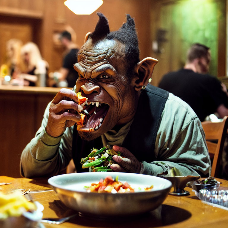 PickaPicTweet's tweet photo. a photograph of an ork eating dinner 
https://t.co/oCPJiwaWCO
Generate cool images for free and contribute to open science! https://t.co/4DFtfxr2A9