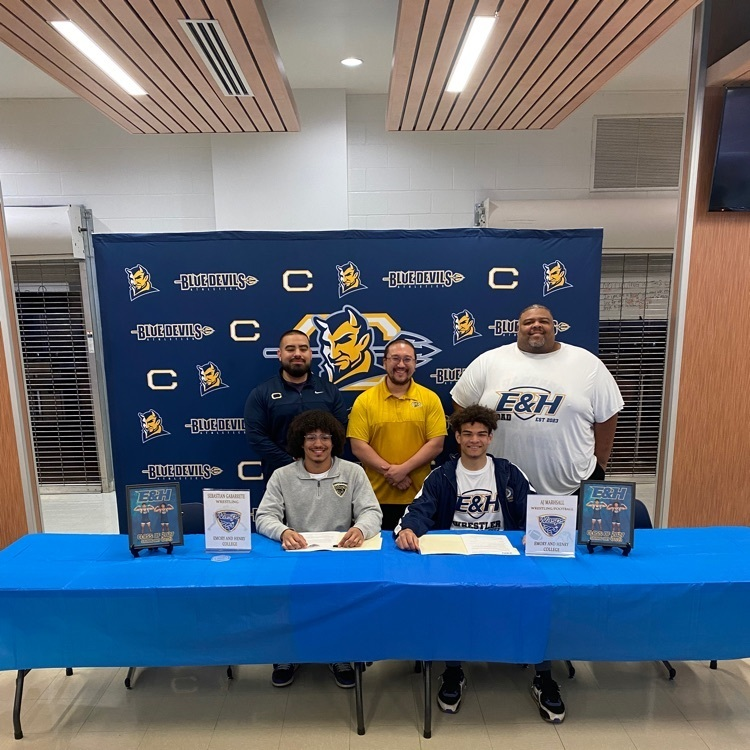 CCPSCCHS's tweet photo. Congratulations to AJ and Sebastian on signing to wrestle for Emory and Henry! #DevilStyle #BetterEveryDay #BDP #ForksUp https://t.co/bduwOiblWR