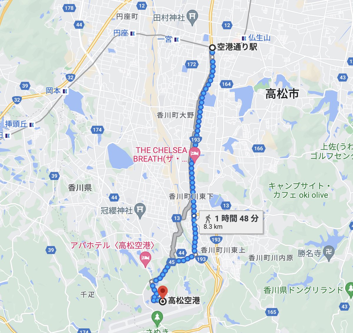 tm2501's tweet photo. こんなん笑うわｗｗｗ

「高松空港がほぼ東京としか繋がってないのは、アクセスが超悪いからだよ」
みたいな話をもらって、実際に検索して爆笑。

最寄りであろう駅が徒歩90分（バスならなんとか25分）
高松駅にバスで45分でかつ、行き先の選択肢少ないので…想像以上に不便 https://t.co/anXIkWSK5O