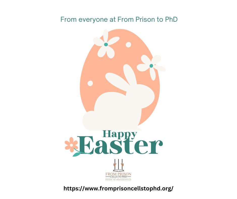 I would like to wish you a Happy Easter weekend!  

This season celebrates rebirth and renewal. I value rebirth and renewal, and believe it's never too late to do good! 

#PrisonReentry #IncarcerationToEducation #OvercomingObstacles #EmpowermentThroughEducation #reentry
