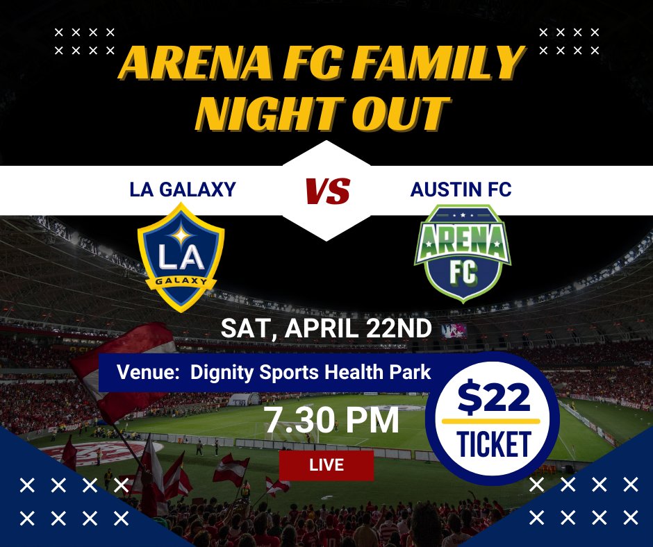 Arena FC will be having their family night out on April 22nd at the LA Galaxy game
#Uplandsportsarena