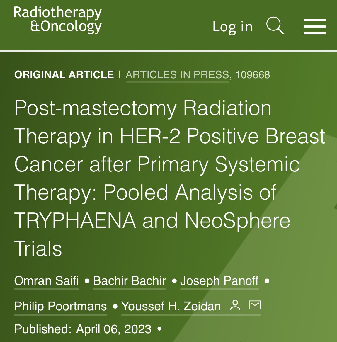 OmranSaifi's tweet photo. Hot off the press @RadiotherapyOn1🚨

Which subset of HER2+ breast cancer patients benefit from PMRT after neoadj anti-HER2 targeted therapy?

cN1-3 ->ypN0 => PMRT 🚫 LRR
cN1-3 ->ypN2-3 => PMRT ⬇️ LRR

Should we de-escalate PMRT for HER2+ BC w/ nodal pCR?

https://t.co/scECRjJJrd https://t.co/ApOOxHwp2h
