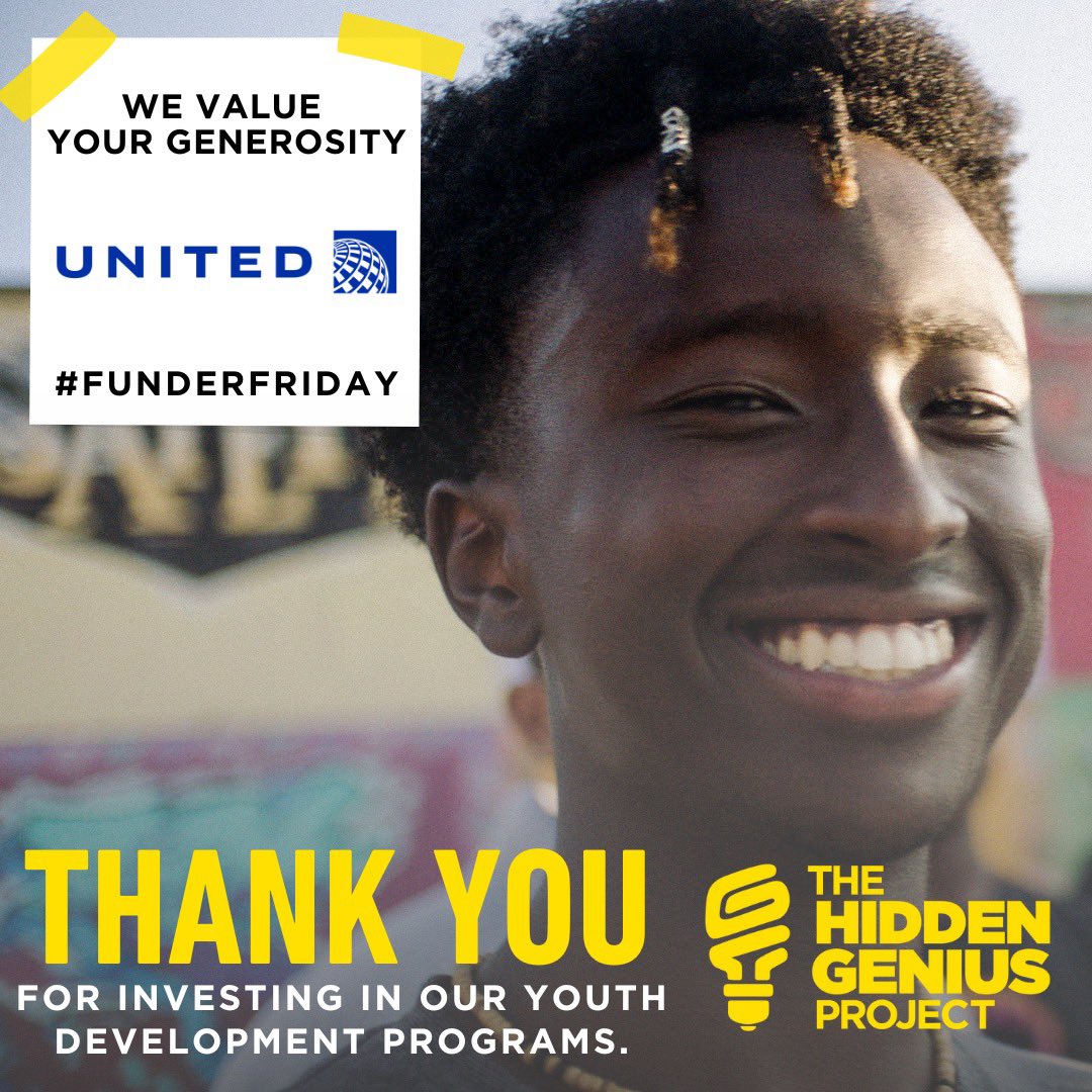 HiddenGeniusPro's tweet photo. Itโs #FunderFriday โจToday we want to give a special shout out to our Official Airlines โ๏ธ Partner, @united! ๐๐พ
Thank you for being a long-standing supporter of @HiddenGeniusPro. We are proud to have you as our partner. ๐ช๐ฟ
#InvestInGenius #RevealingGenius https://t.co/QCMXjGncxr