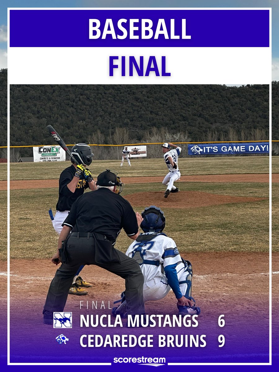 CedaredgeBruins's tweet image. The Cedaredge Bruins defeat the Nucla High Mustangs 9 to 6
scorestream.com/game/cedaredge…
#ScoreStream