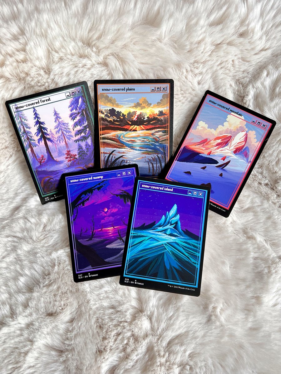 16pxl's tweet photo. @L0BBYtho i’ve actually done lands for MTG 😇 i’d love to do in set lands but i’ve done secret lair stuff w them! https://t.co/O29eYz4b4a