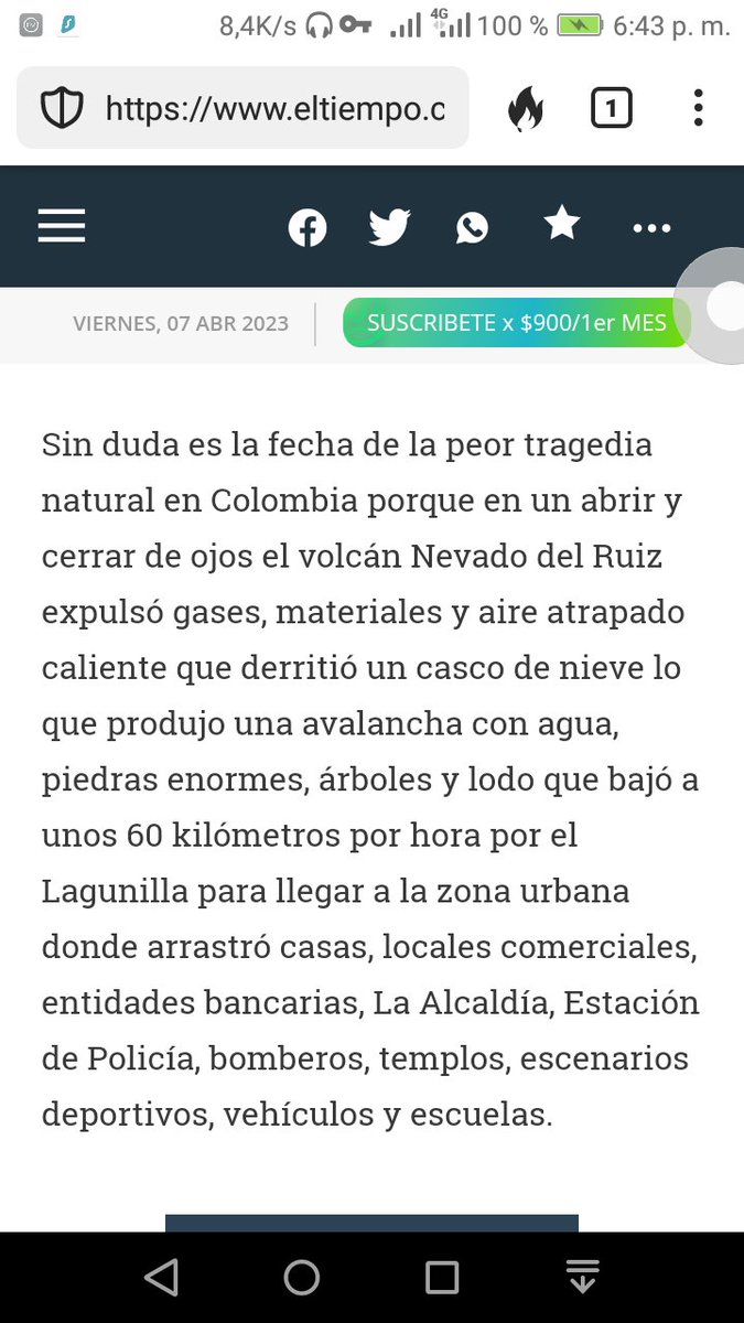 zemblanity00's tweet photo. @guerrastian Nunca hubo una erupción magmática completa: el volcán Nevado del Ruiz expulsó gases, materiales y aire atrapado caliente que derritió un casco de nieve lo que produjo una avalancha con agua, piedras enormes, árboles y lodo que bajó a unos 60 kilómetros por hora por el Lagunilla.. https://t.co/UYKLwLKYDw