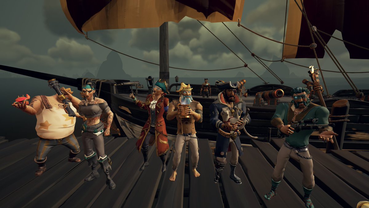 Twitter friends doing the shot for the twitter! <a href="/EliEelEye/">EliEelEye</a> 
<a href="/BethTheBeek/">BethTheBeekeeper</a> 
<a href="/__DUBB3D__/">DUBB3D</a>  
<a href="/SeaOfThieves/">Sea of Thieves</a>