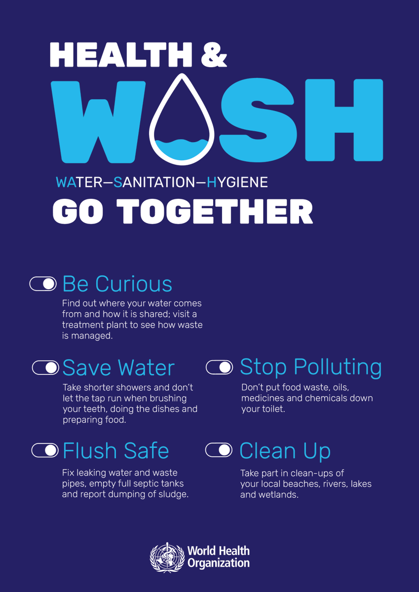 TheWASHYouthNet's tweet photo. Let's reflect on our actions this #WorldHealthDay and take steps to keep our water and our health safe. By making conscious choices, we can create a sustainable world for future generations and protect our health. Here are some #WaterActions you can take. https://t.co/CUu8WFdrVu