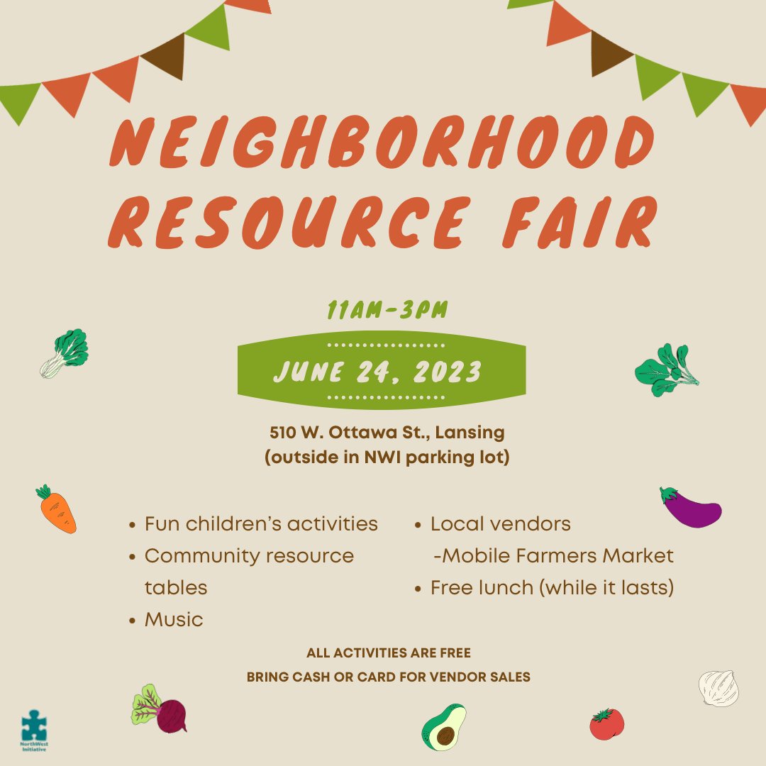 nwlansing's tweet photo. We will be having a resource fair on Saturday, June 24th from 11 am to 3pm. Featuring live music, food, games, and more! https://t.co/x825goRva5
