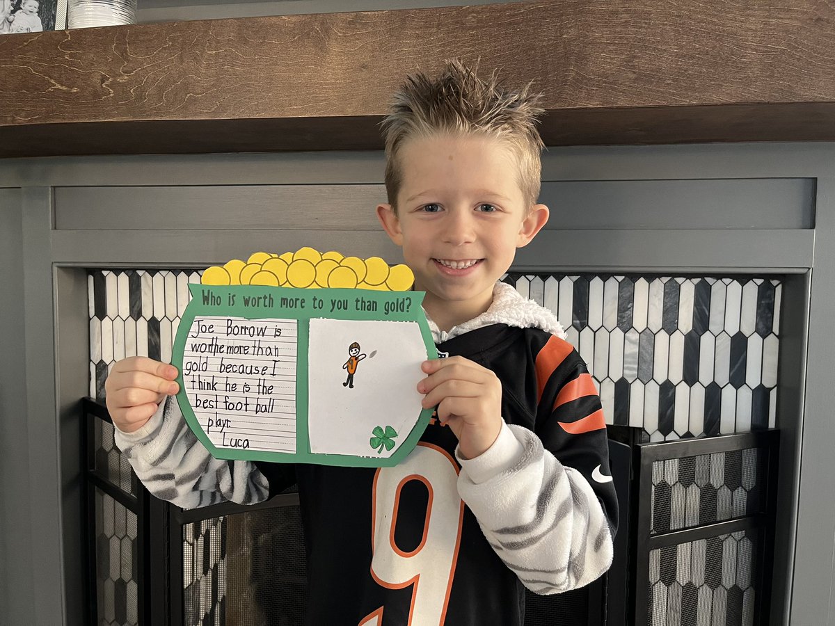 Chicago’s biggest Joe Burrow and Bengals fan.  Guess Mom and Dad didn’t make the list of what’s worth more than gold! <a href="/JoeyB/">Joey Burrow</a> <a href="/Bengals/">Cincinnati Bengals</a>