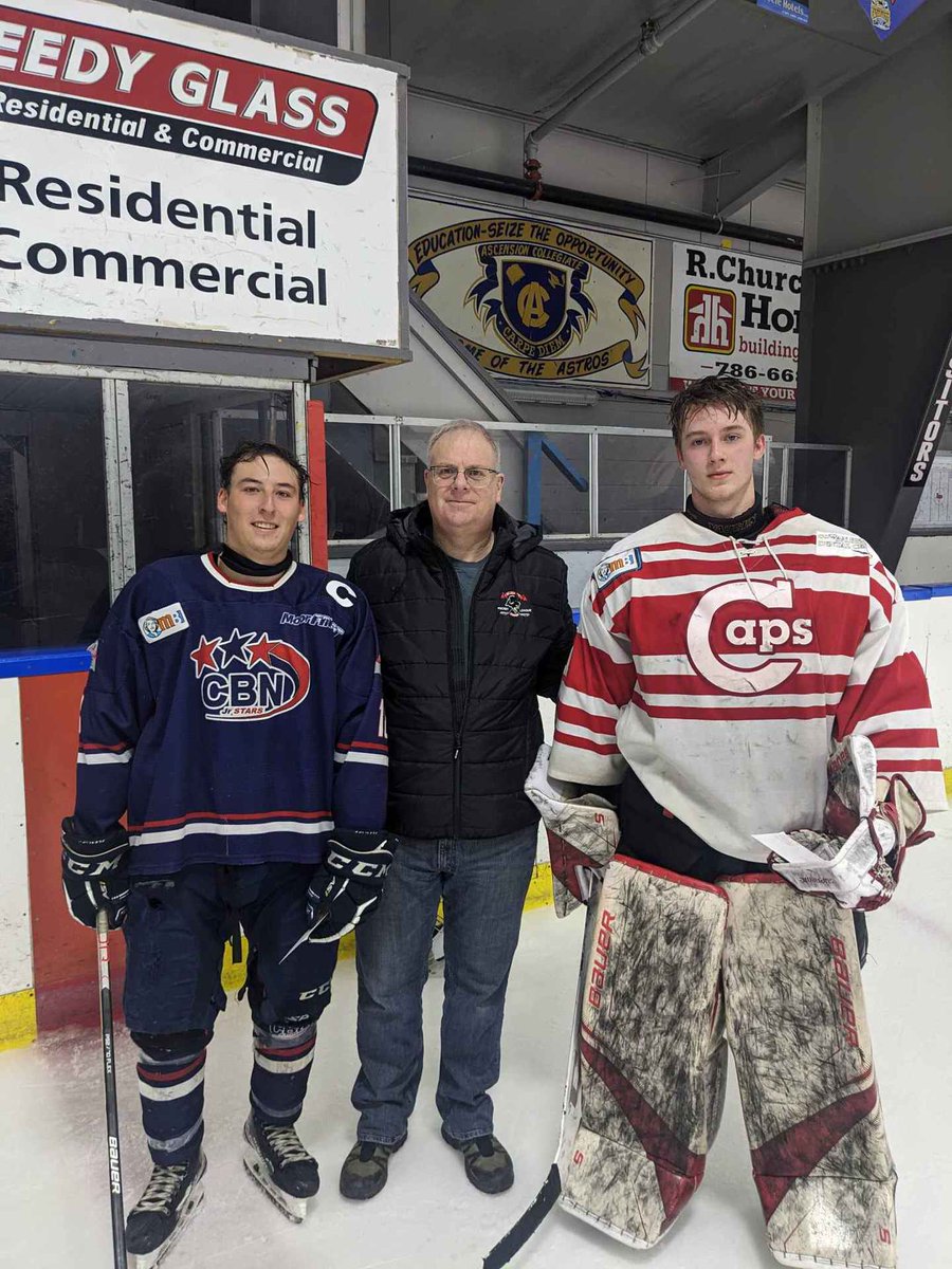 sjjuniorhockey's tweet photo. 🚨 FINAL SCORE 🚨

@cbn_jrstars - 5
@caps_junior - 2
———————————
@NLGrowlers Player of the Game:
CBN: Luke Akerman (F)
St. John’s: Nathan Hurley (G)

CBN leads the series 3-0.

#SJJHL #TaylorCupPlayoffs https://t.co/qbOWRVJogL