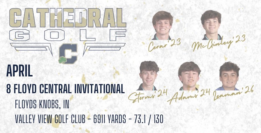 All competitive levels of Cathedral Golf are in action this weekend!

Gold - <a href="/FC_BoysGolf/">FCGolf</a> Invitational
Navy - <a href="/YorktownGolf/">Yorktown Tigers Golf</a> Invitational
Green vs <a href="/NewPalBoysGolf/">New Palestine Boys Golf Team</a> (JV)🍁

⛳️☘️🇨🇮
#PuttLikeAChampionToday