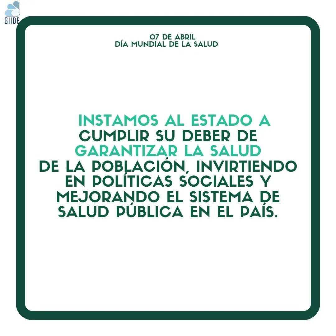 GIIDEcuador's tweet photo. #GIIDEinforma
07 de Abril, Día Internacional de la Salud.
Un día para recordar la importancia de invertir en políticas públicas que permitan su aseguramiento. https://t.co/vw6YelVudD