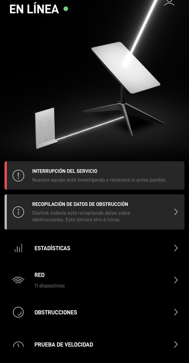 Luisvd_'s tweet photo. Al parecer se retablecio la caida que tuvo aca en santiago de chile #starlink https://t.co/QjsevNTZdZ