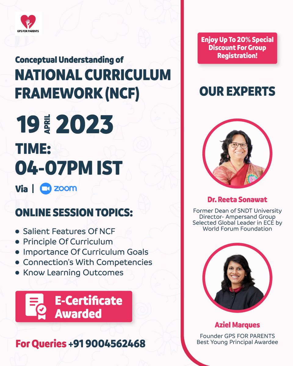 Master the National Curriculum Framework with us!   Join the National Mission Now of Leading toward transforming the future of India.  gpsforparents.org/courses/Nation………   

#NationalCurriculumFramework #NCF #NationalEducationPolicy #Education