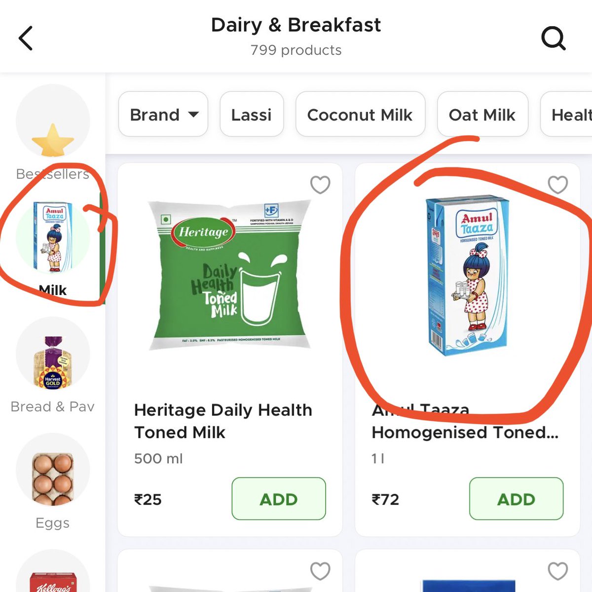 yes_indiya's tweet image. Blinkit app in Bangalore is now showing Amul in the Milk Menu tab, why not Nandini? This is ridiculous!

BJP govt is killing Nandini for Gujarati 

#SaveNandini #Bangalore