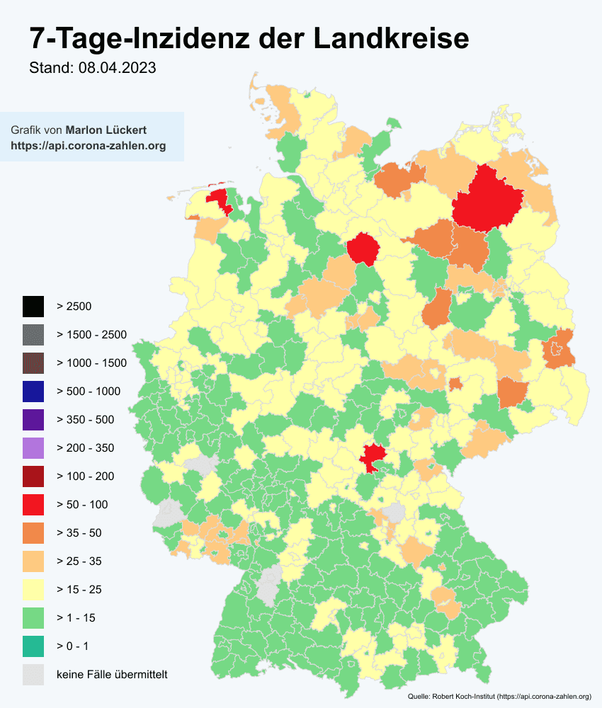 CoronaBot_DEU's tweet photo. 🇩🇪 #Corona Statistiken am 08.04.2023 🇩🇪

🦠 Aktiv Infiziert: 80.378
☠ Todesfälle: 171.411 (+0)
🏥 Genesen: +1.304

⚠ Neuinfektionen: +0
↘ 7 Tage R-Wert: 0,83

🪄 Inzidenz: 16,31 https://t.co/ZmiW3FZU0Q