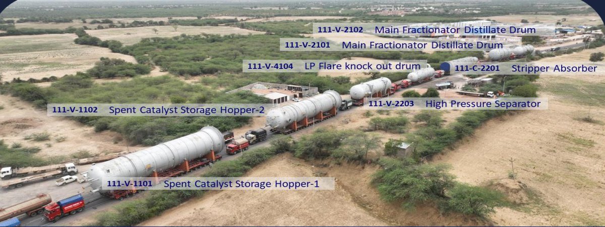 EngineersIND's tweet photo. Team EIL along with Team HRRL flagged in 7 Super “Over Dimensional Consignments” (ODC)s to the #HRRL site as part of the PFCCU unit of the prestigious mega project.
@HardeepSPuri @Rameswar_Teli @Vartika15791157 @HPCL
#EILProjects #ODC #HeavyEquipment #Engineering #Petroleum https://t.co/X14nnUqY1Q